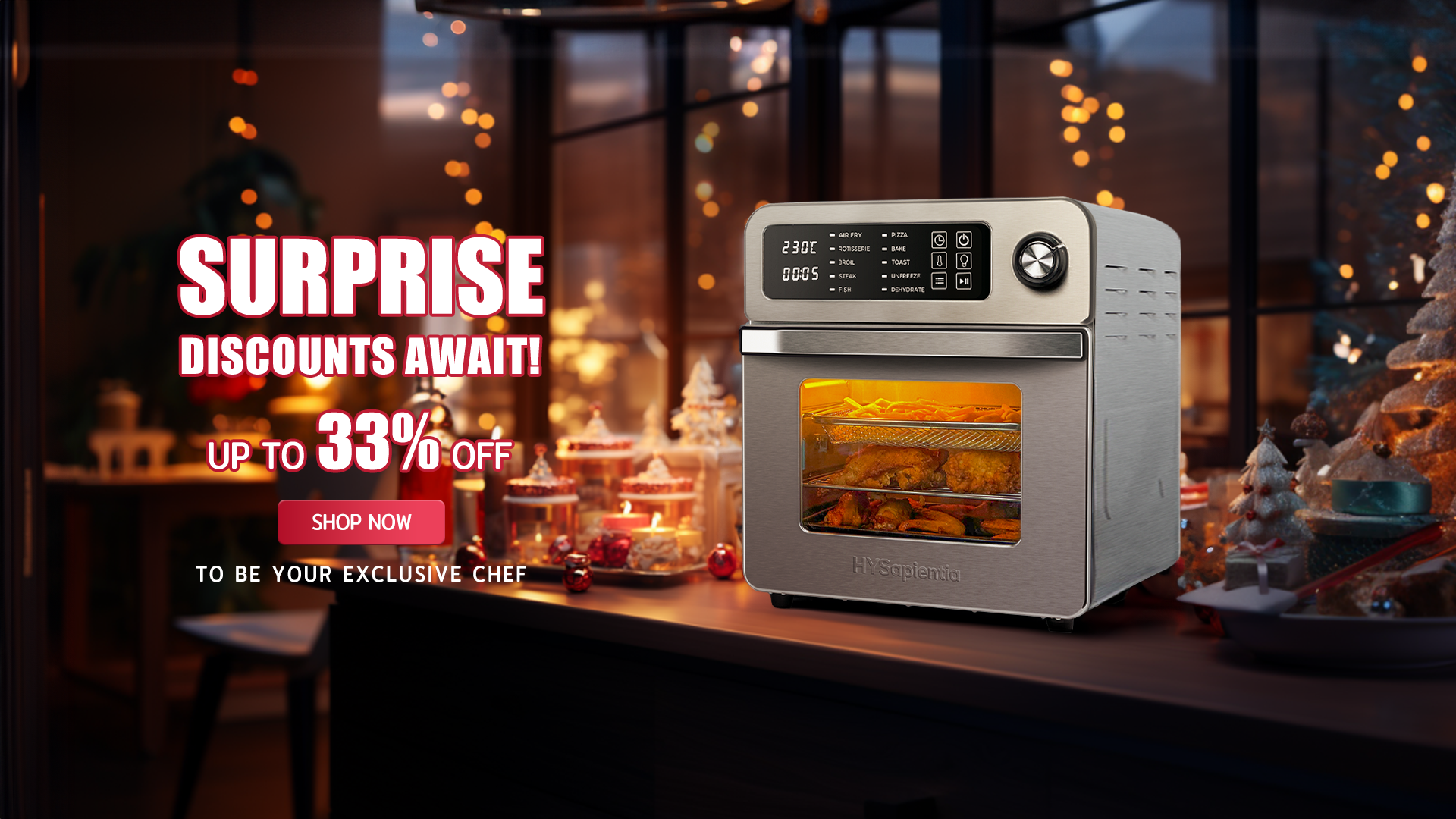 HYSapientia 24 Litre Air Fryer Oven FAMILY SIZE with Rotisserie